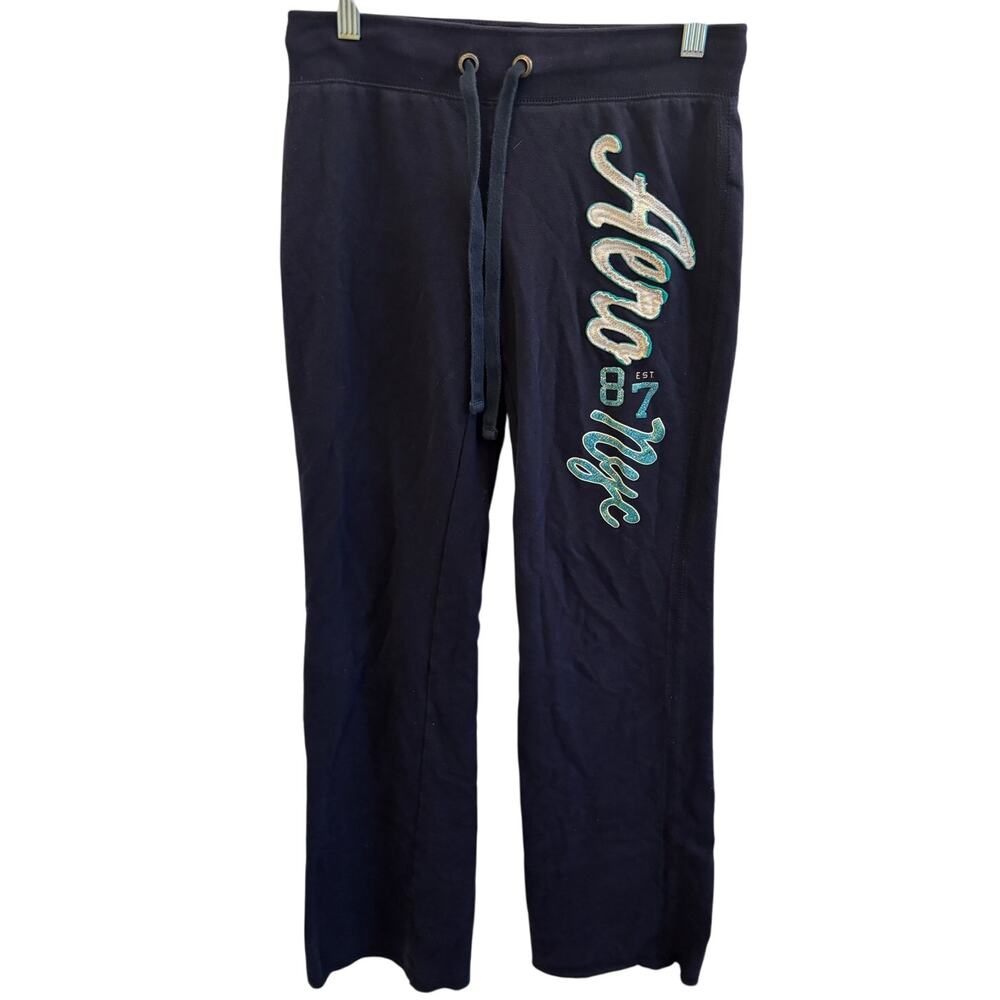 Pre-Loved Aeropostale Women’s XS Navy Blue Sweatpants Drawstring Logo Pants